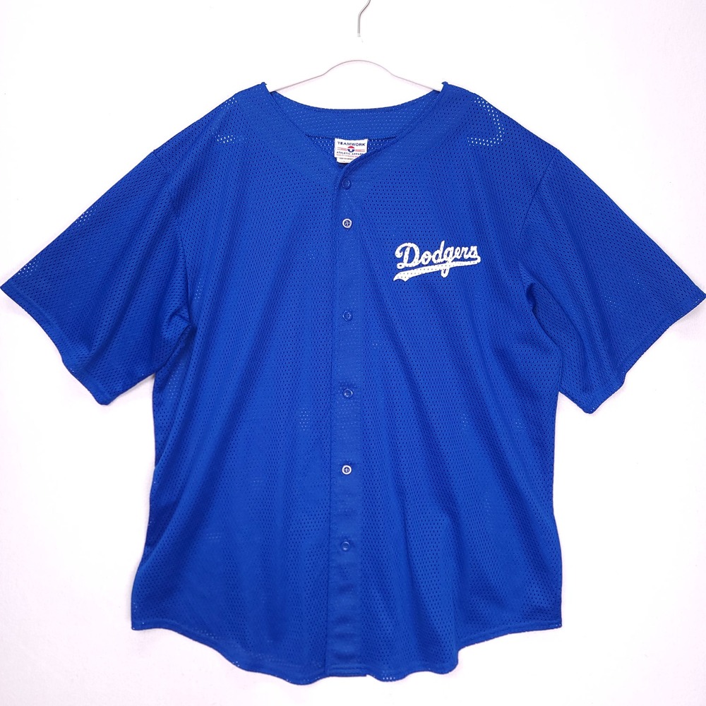 Teamwork Athletic Apparel Dodgers Coach Baseball Jersey Blue Mesh Mens 4XL 58-60